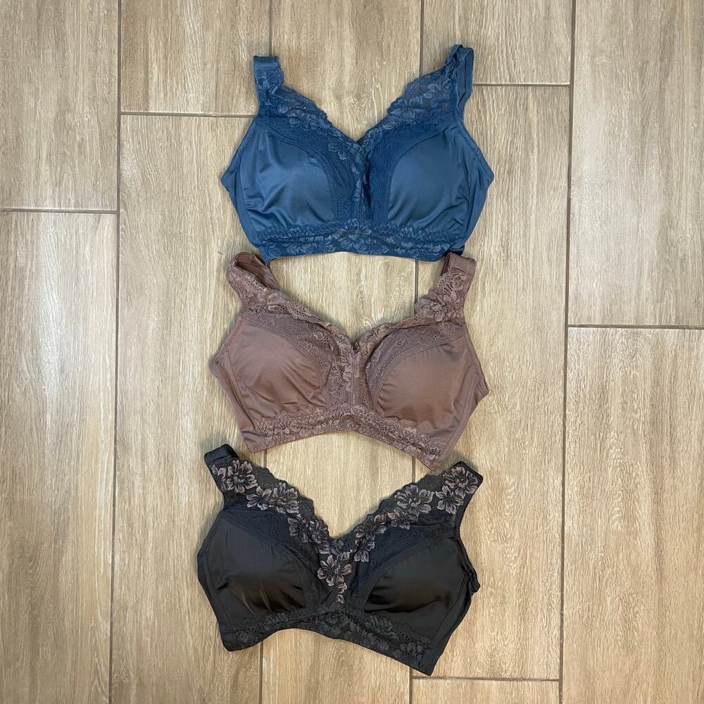 Rhonda Shear 3 Pack Lace Support Bras 1X Plus Wireless Full Coverage NWT HSN